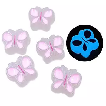 Подвеска-бабочка для изготовления браслетов и сережек, креативные модные ювелирные аксессуары, материал ручной работы «сделай сам», подвески, светящиеся яркие 5 шт., свободные бусины розовый