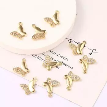 Подвеска-бабочка с одним отверстием и бриллиантами, заколка для волос, свадебный головной убор, аксессуары, браслет, ожерелье, кулон