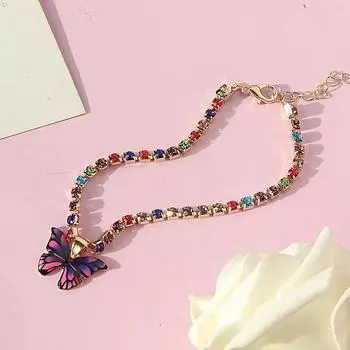 Подвеска-бабочка с популярными элементами, новая блестящая цепочка с бриллиантами, креативный женский ножной браслет NO.1