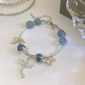 Подвеска-бабочка, синий браслет с бусинами, креативный браслет-бабочка, ювелирные изделия, подарки