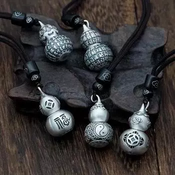 Подвеска Baifu Gourd для мужчин, ретро-ожерелье для женщин, полый открывающийся набор, подвеска Vermilion Jewelry 1.5*2CM