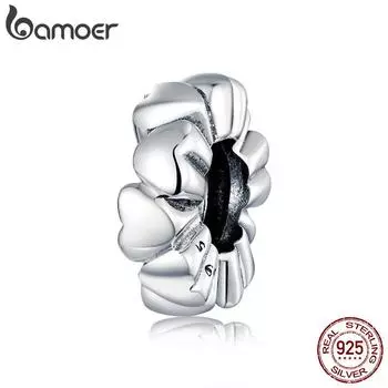 Подвеска BAMOER Heart Stopper с силиконовыми бусинами, оригинальный браслет, ювелирные изделия из стерлингового серебра 925 пробы 925 silver
