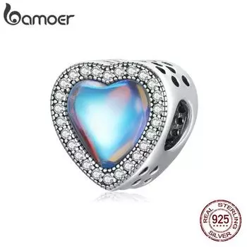 Подвеска BAMOER из стерлингового серебра 925 пробы «Любовь лунного света» подходит для оригинального браслета диаметром 3 мм 925 silver