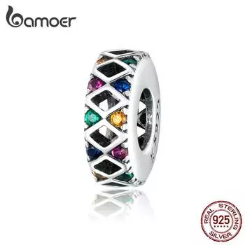 Подвеска BAMOER из стерлингового серебра 925 пробы с цветным цирконием, красочные флаги, очаровательная подвеска для женщин, подходит для оригинального браслета, ювелирного фестиваля, подарок 925 silver