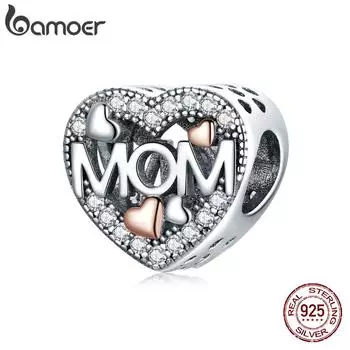 Подвеска BAMOER из стерлингового серебра 925 пробы в форме сердца на День благодарения подходит для оригинального браслета диаметром 3 мм 925 silver