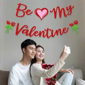 Подвеска-баннер в виде гирлянды в виде сердца для свадьбы, Дня святого Валентина, блестящая бумажный венок с пайетками, подвесное украшение для праздничной вечеринки, флаг B