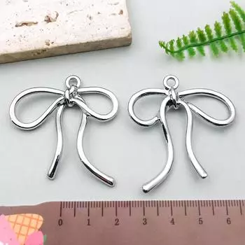 Подвеска-бант с полым кулоном, покрытая гальваническим способом, сплавная цепочка, браслет, серьги, аксессуары для бижутерии ручной работы