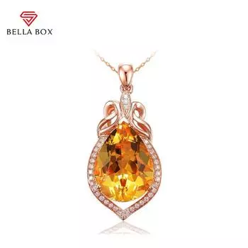 Подвеска Bella Box цвета розового золота с цирконием, ожерелье на ключице для женщин, очаровательные ювелирные изделия для свадьбы и помолвки жёлтый