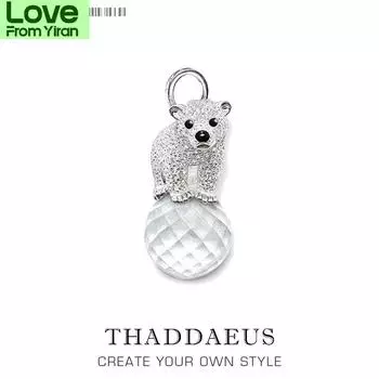 Подвеска Белый медведь, зимняя новая мода гламур 925 стерлингового серебра ювелирные изделия в европейском стиле животное милый подарок для души женщины
