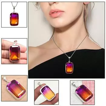 Подвеска Био Турмалин Кварц Драгоценный Камень Подарок на День Святого Валентина Серебряное Украшение 2