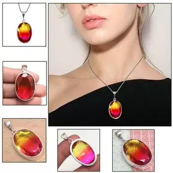 Подвеска Био Турмалин Кварц Драгоценный Камень Подарок на День Святого Валентина Серебряное Украшение 2