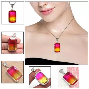 Подвеска Био Турмалин Кварц Драгоценный Камень Подарок на День Святого Валентина Серебряное Украшение 2