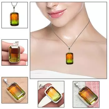 Подвеска Био Турмалин Кварц Драгоценный Камень Подарок на День Святого Валентина Серебряное Украшение 2