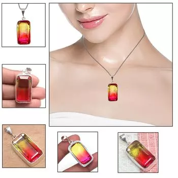 Подвеска Био Турмалин Кварц Драгоценный Камень Подарок на День Святого Валентина Серебряное Украшение 2