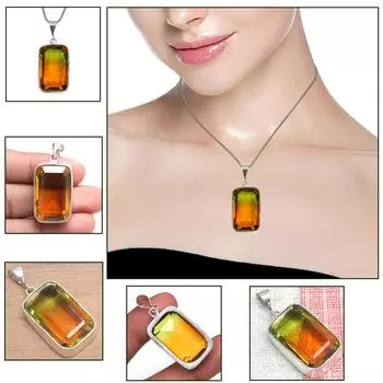 Подвеска Био Турмалин Кварц Драгоценный Камень Подарок на День Святого Валентина Серебряное Украшение 2