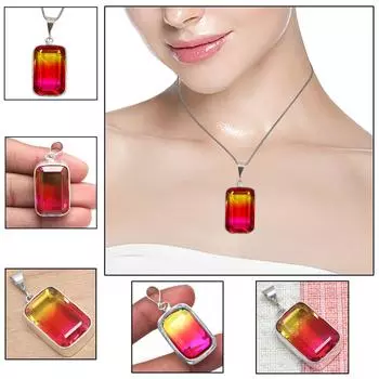 Подвеска Био Турмалин Кварц Драгоценный Камень Подарок на День Святого Валентина Серебряное Украшение 2