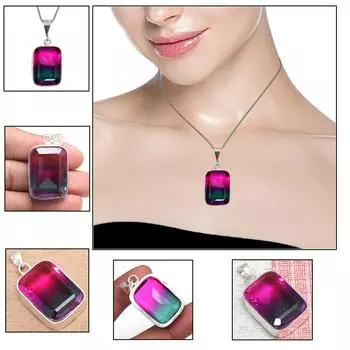 Подвеска Био Турмалин Кварц Драгоценный Камень Подарок на День Святого Валентина Серебряное Украшение 2