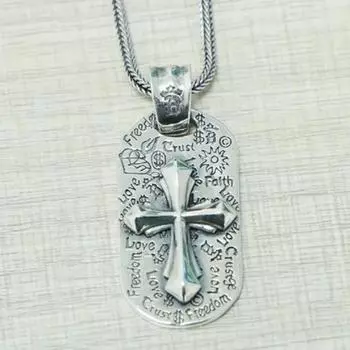 Подвеска-бирка с крестом в стиле граффити, европейское и американское модное ювелирное ожерелье, подвесное украшение на цепочке для свитера