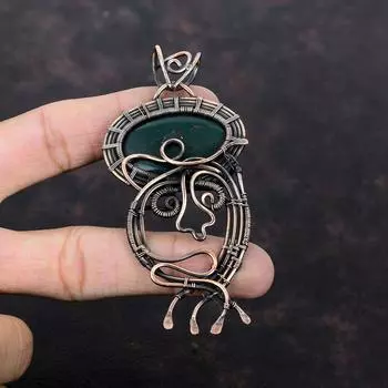 Подвеска Bloodstone, медная проволочная обертка, подвеска из драгоценного камня, проволочная обертка, ювелирное изделие ручной работы, уникальный медный дизайн, ювелирное изделие, подарок для нее