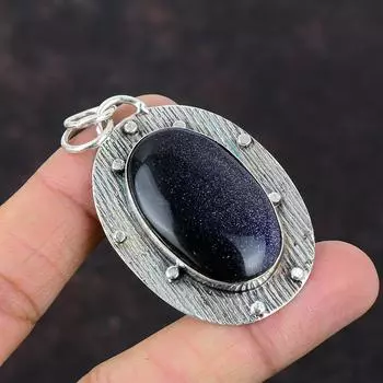 Подвеска Blue Sunstone, подвеска из настоящего драгоценного камня, подвеска из стерлингового серебра 925 пробы, ювелирное изделие ручной работы в этническом стиле, потрясающая подвеска, абсолютно новое ювелирное изделие