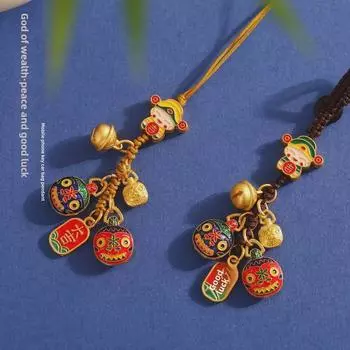 Подвеска «Бог богатства» во французском стиле с эмалью и золотым песком для автомобиля, ключей, мобильного телефона или сумки