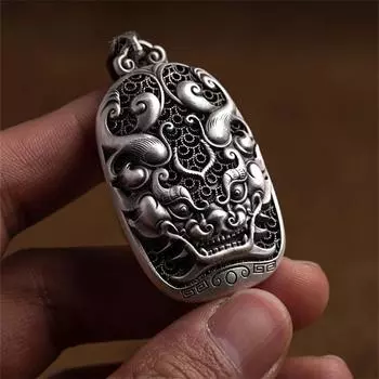 Подвеска «Богатство» для мужчин и женщин, ювелирные изделия, высококачественное серебряное ожерелье 925 пробы, мужская и женская личность, творческий подарок другу чёрный