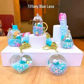 Подвеска-брелок с бриллиантами Tiffany Blue с акриловым маслом и зыбучими песками Individually Packaged