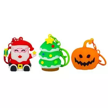 Подвеска-брелок со светом, мультяшная 3D-кукла Санта-Клаус, светящаяся новогодняя елочная сумка, украшение One Size зелёный