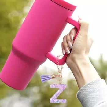 Подвеска-брелок в виде буквы AZ, звезда с блестками, прозрачная инициальная подвеска с фиолетовой кисточкой R