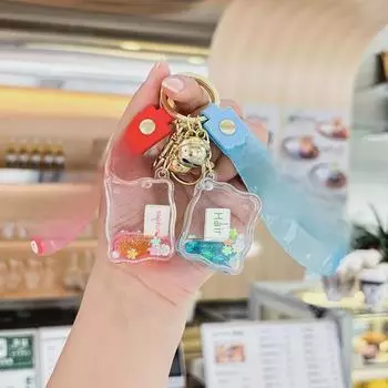 Подвеска-брелок в виде бутылки с зыбучими песками и масляным маджонгом - Подвеска-шарм для пары в подарок Single OPP Bag Packaging