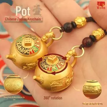 Подвеска-брелок в виде мини-горшка «Двенадцать знаков зодиака год змеи» — подарок удачи Without Strap