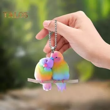 Подвеска-брелок в виде птицы для пары, разноцветные неразлучники, подвеска для автомобиля, легкое подвесное украшение для ключей от рюкзака автомобиля разноцветный