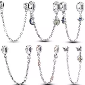 Подвеска-цепочка из стерлингового серебра 925 пробы, подвески, подходят для ожерелья, браслета, ювелирных изделий для женщин