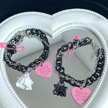 Подвеска-цепочка с подвеской в виде призрака на Хэллоуин для женщин, эстетичный, милый, крутой, модный, корейский подарок белый