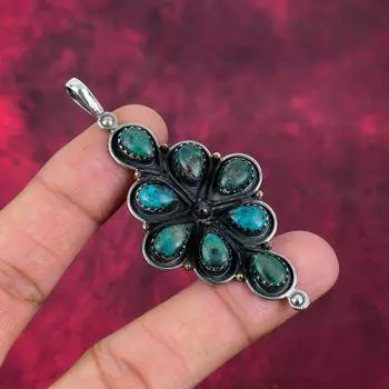 Подвеска Chrysocolla, 925 пробы, кулон из цельного серебра, ювелирные изделия ручной работы с драгоценными камнями, подарки для жены, абсолютно новый кулон 3.03 Inches зелёный