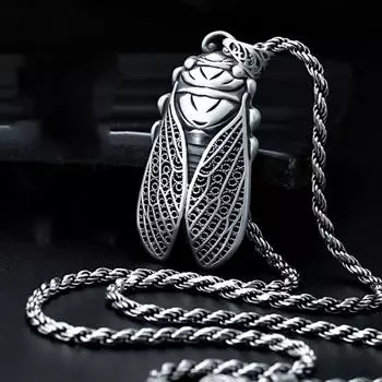Подвеска «Цикада», винтажное ожерелье, кулон, ошеломляющий дебют 1.5*3 CM серебряный