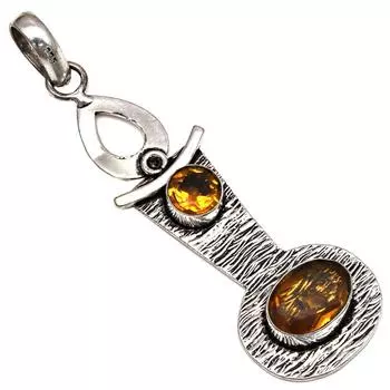 Подвеска Цитрин Кварц Драгоценный Камень Подарок Для Нее Серебряные Украшения 3