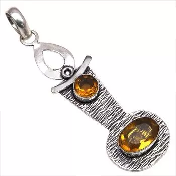 Подвеска Цитрин Кварц Драгоценный Камень Подарок Для Нее Серебряные Украшения 3