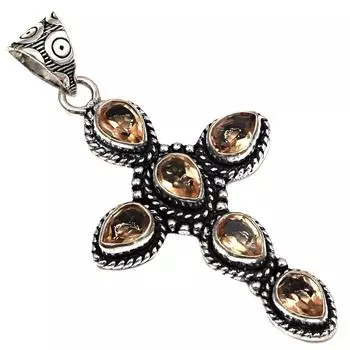 Подвеска Цитрин Кварц Драгоценный Камень Подарок Для Нее Серебряные Украшения 2.25