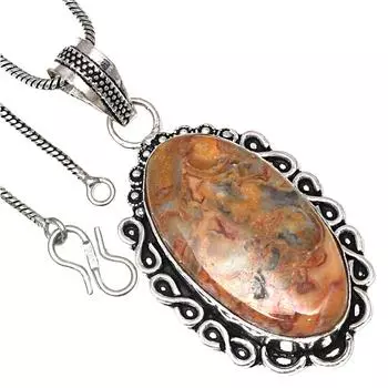 Подвеска Crazy Lace Agate Gemstone Подарок на День святого Валентина Серебряное украшение 2