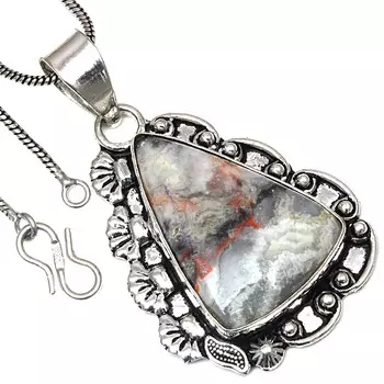 Подвеска Crazy Lace Agate Gemstone Подарок на День святого Валентина Серебряное украшение 2