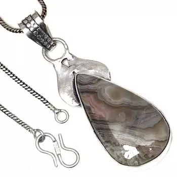 Подвеска Crazy Lace Agate Gemstone Valentine Day Ethnic Silver Jewelry 2