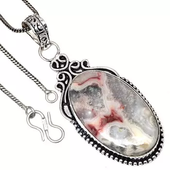 Подвеска Crazy Lace Agate Gemstone Valentine Day Ethnic Silver Jewelry 2