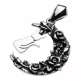 Подвеска Crescent Moon Cat Rose Silver p0677 [Cenote] [925 Accessories]