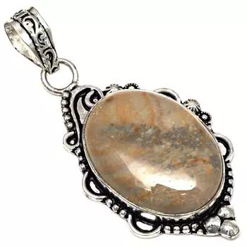 Подвеска Crezy Lace Agate Gemstone Handmade ко Дню матери Серебряное украшение 2.5