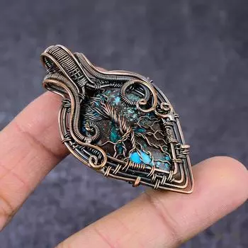 Подвеска «Дерево жизни» из натуральной тибетской бирюзы и медной проволоки 2,36 дюйма m5j52