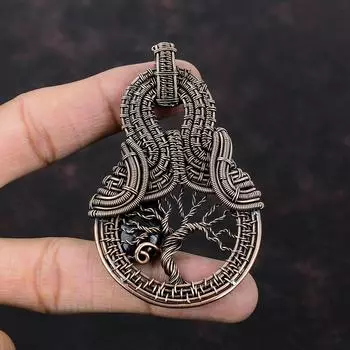 Подвеска «Дерево жизни» из псиломелана, медная проволочная обертка, ювелирные изделия из драгоценных камней псиломелана, подвеска ручной работы, изумительные медные украшения для подарка