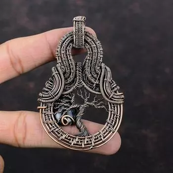 Подвеска «Дерево жизни» из яшмы Пикассо, медная проволока, ювелирное изделие, подвеска ручной работы, проволока, драгоценный камень, подвеска, подарок для женщин, медные украшения