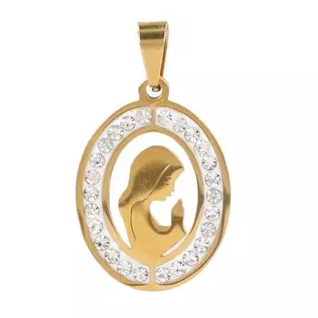 Подвеска Девы Марии Изысканная резьба Титановая сталь Ювелирные изделия Девы Марии для мужчин и женщин Повседневная одежда золотистый