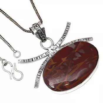 Подвеска дизайнерская яшма драгоценный камень День святого Валентина этническое серебряное украшение 2